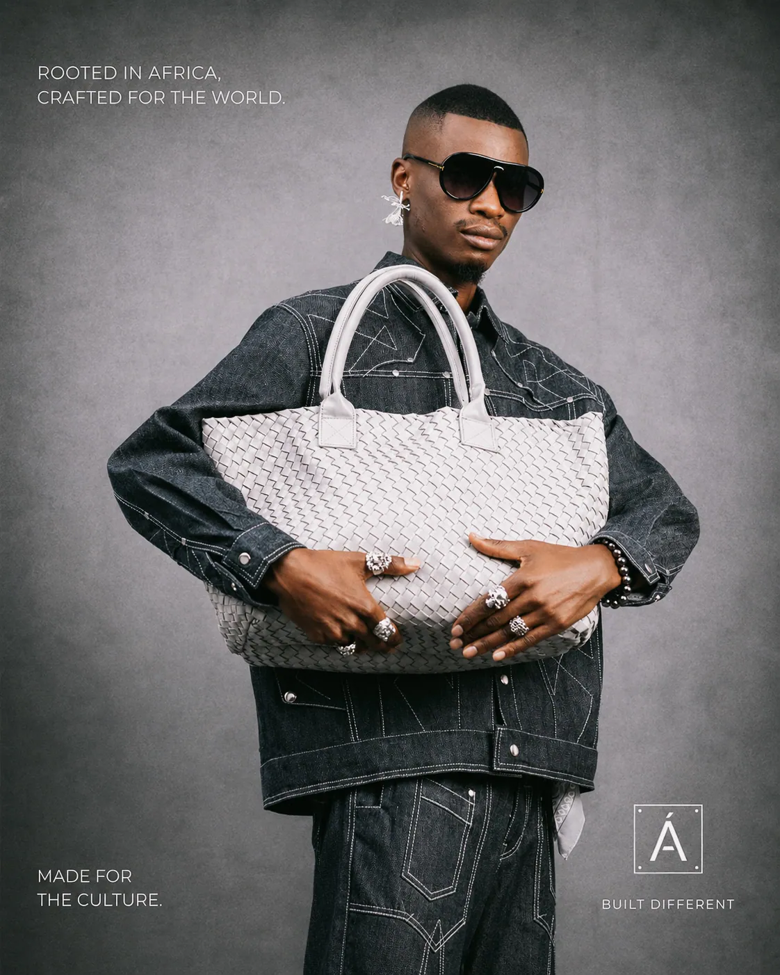 MAJEANSO woven bag and denim jacket